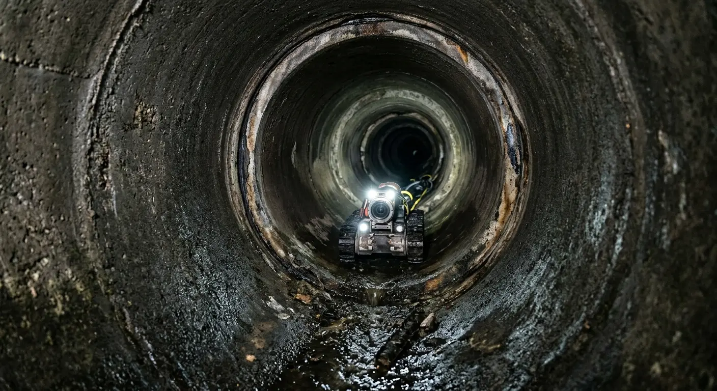 Robotic sewer camera inspecting pipe interior for Sewer Line Cleaning in Halifax